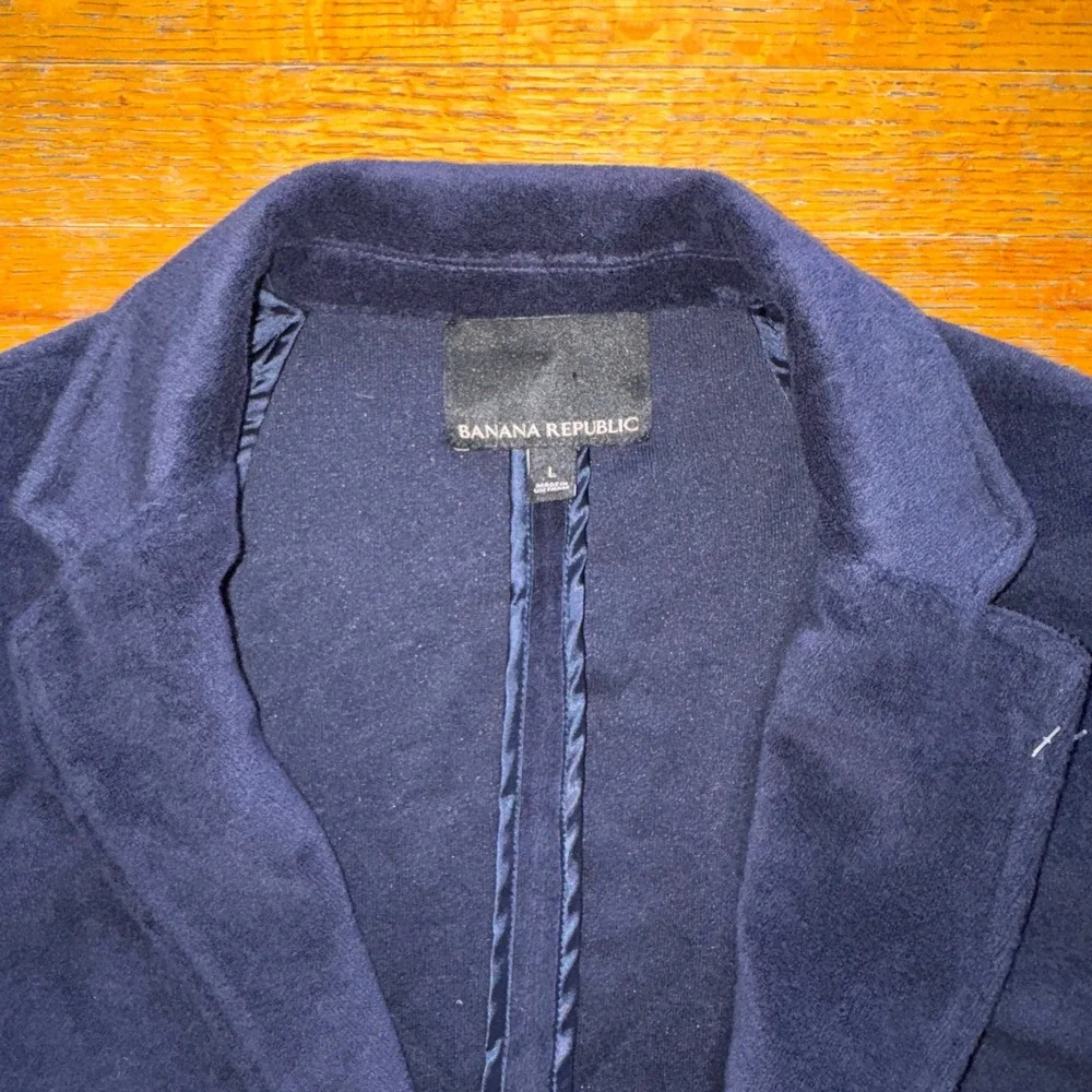 Banana Republic Mens Navy Blue Fleece Knit Blazer Sport Coat Large